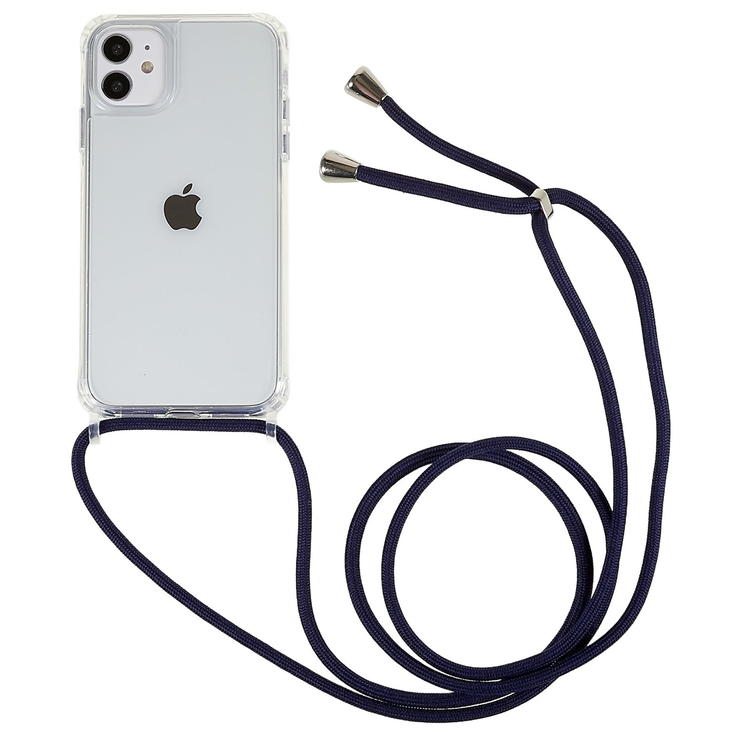 For iPhone 11 6.1 inch Clear Phone Case with Adjustable Lanyard Drop Proof TPU+Acrylic Back Cover - White For iPhone 11 6.1 inch Clear Phone Case with Adjustable Lanyard Drop Proof TPU+Acrylic Back Cover - White